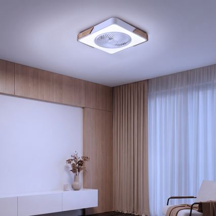 Brilagi - LED stmievateľné stropné svietidlo s ventilátorom LED/30W/230V 3000-6500K biela/dub + diaľkové ovládanie
