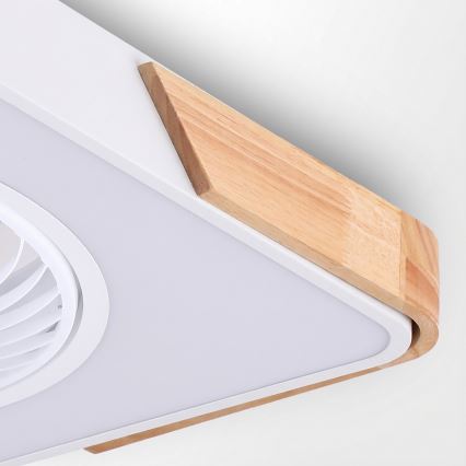 Brilagi - LED stmievateľné stropné svietidlo s ventilátorom LED/30W/230V 3000-6500K biela/dub + diaľkové ovládanie