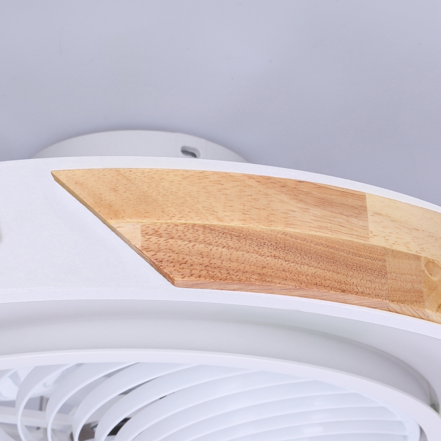 Brilagi - LED stmievateľné stropné svietidlo s ventilátorom LED/30W/230V 3000–6500K pr. 50 cm biela/dub + diaľkové ovládanie
