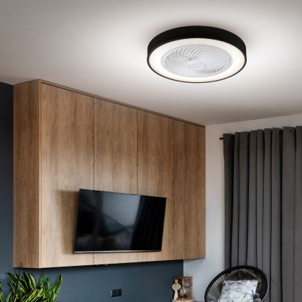 Brilagi - LED Stmievateľné stropné svietidlo s ventilátorom LED/30W/230V 3000-6500K čierna + diaľkové ovládanie