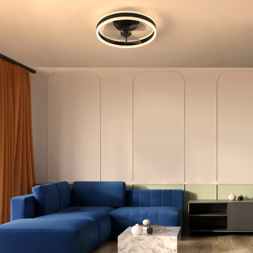 Brilagi - LED Stmievateľné stropné svietidlo s ventilátorom LED/30W/230V 3000-6500K čierna + diaľkové ovládanie