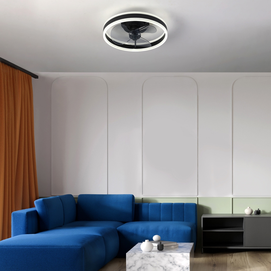Brilagi - LED Stmievateľné stropné svietidlo s ventilátorom LED/30W/230V 3000-6500K čierna + diaľkové ovládanie