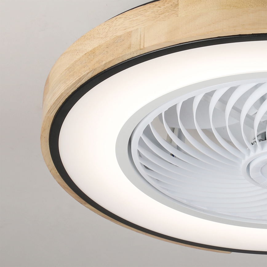 Brilagi - stmievateľné LED stropné svietidlo s ventilátorom LED/30 W/230 V 3000–6500 K priemer 50 cm čierna/dub + diaľkové ovládanie