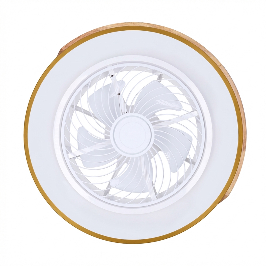 Brilagi - LED stmievateľné stropné svietidlo s ventilátorom LED/38W/230V 3000-6500K 3000-6500K priemer 50 cm modrá/dub + diaľkové ovládanie