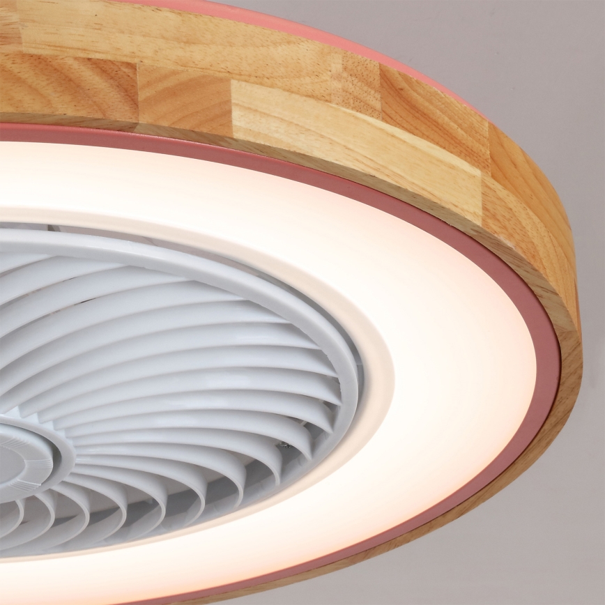 Brilagi - stmievateľné LED stropné svietidlo s ventilátorom LED/38W/230V 3000-6500K 3000-6500K pr. 50 cm ružová/dub + diaľkové ovládanie