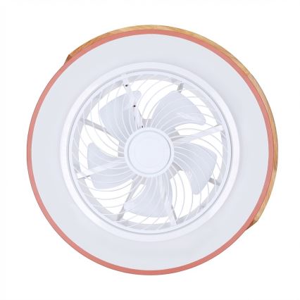 Brilagi - stmievateľné LED stropné svietidlo s ventilátorom LED/38W/230V 3000-6500K 3000-6500K pr. 50 cm ružová/dub + diaľkové ovládanie