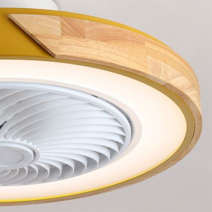 Brilagi - LED stmievateľné stropné svietidlo s ventilátorom LED/38W/230V 3000-6500K 3000-6500K pr. 50 cm zlatá/dub + diaľkové ovládanie