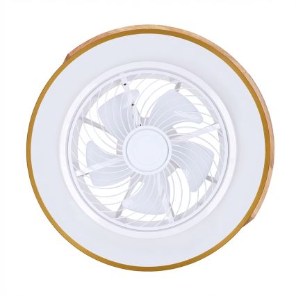 Brilagi - LED stmievateľné stropné svietidlo s ventilátorom LED/38W/230V 3000-6500K 3000-6500K pr. 50 cm zlatá/dub + diaľkové ovládanie