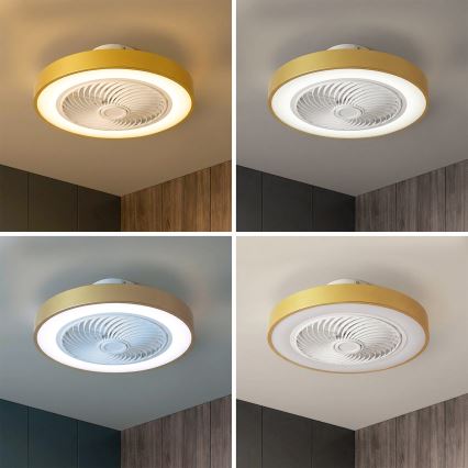 Brilagi - LED stmievateľné stropné svietidlo s ventilátorom LED/38W/230V 3000-6500K 3000-6500K priemer 50 cm zlaté + diaľkové ovládanie