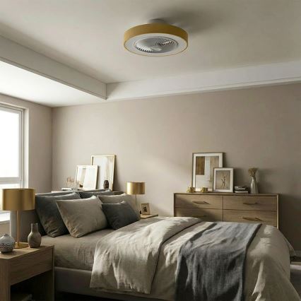Brilagi - LED stmievateľné stropné svietidlo s ventilátorom LED/38W/230V 3000-6500K 3000-6500K priemer 50 cm zlaté + diaľkové ovládanie