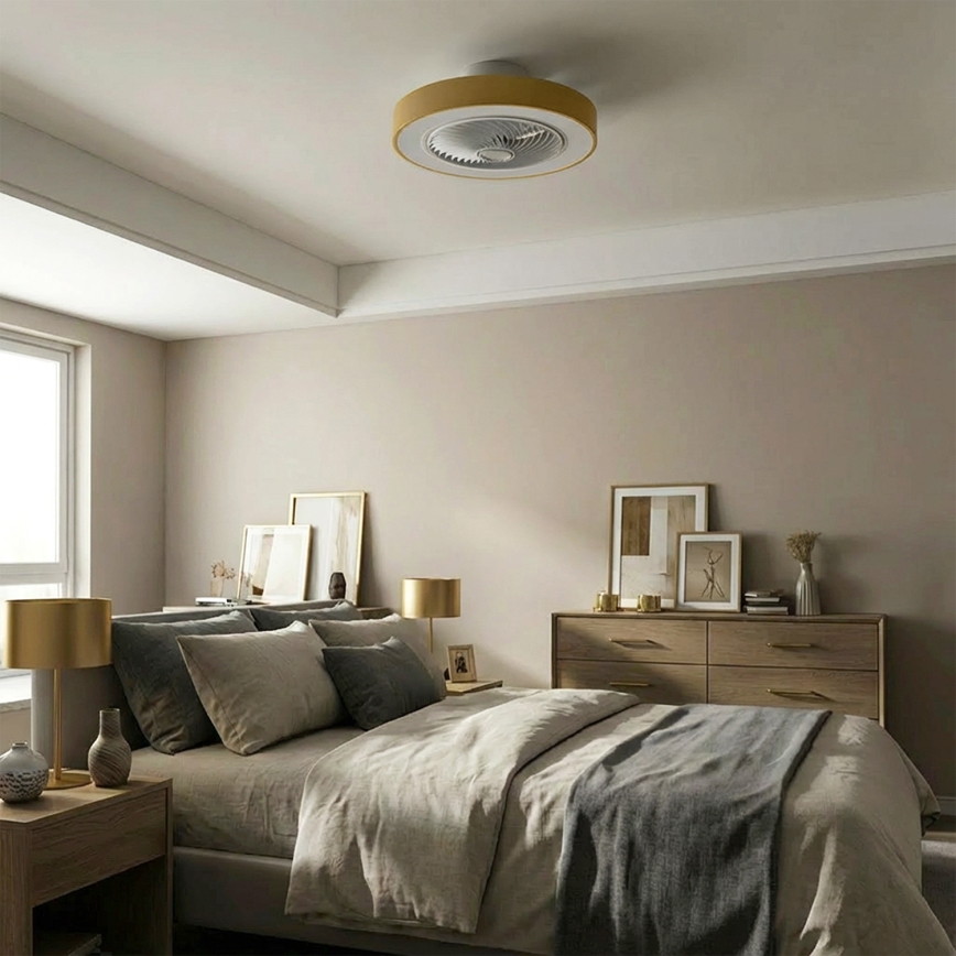 Brilagi - LED stmievateľné stropné svietidlo s ventilátorom LED/38W/230V 3000-6500K 3000-6500K priemer 50 cm zlaté + diaľkové ovládanie