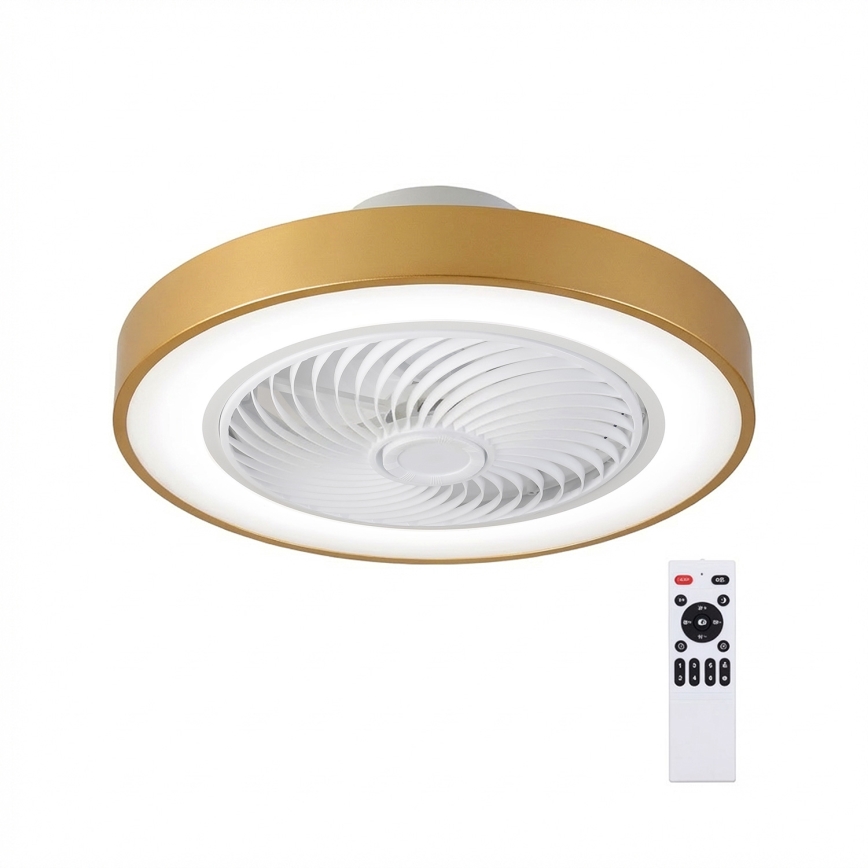 Brilagi - LED stmievateľné stropné svietidlo s ventilátorom LED/38W/230V 3000-6500K 3000-6500K priemer 50 cm zlaté + diaľkové ovládanie