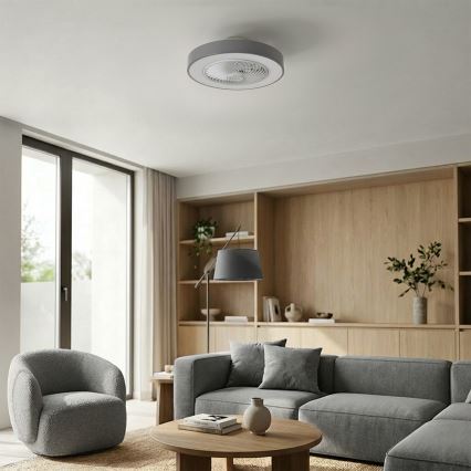 Brilagi - LED stmievateľné stropné svietidlo s ventilátorom LED/38W/230V 3000-6500K 3000-6500K pr. 50 cm sivá + diaľkové ovládanie