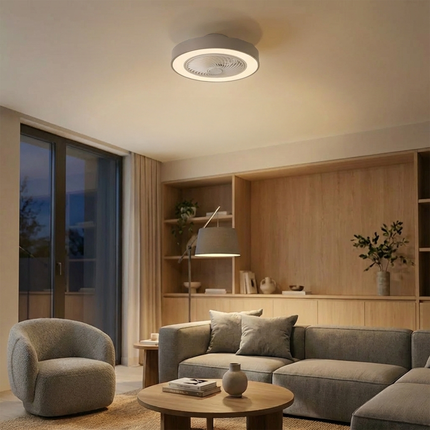 Brilagi - LED stmievateľné stropné svietidlo s ventilátorom LED/38W/230V 3000-6500K 3000-6500K pr. 50 cm sivá + diaľkové ovládanie
