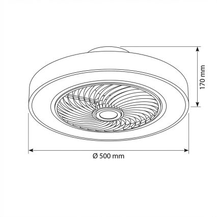 Brilagi - LED stmievateľné stropné svietidlo s ventilátorom LED/38W/230V 3000-6500K 3000-6500K pr. 50 cm sivá + diaľkové ovládanie