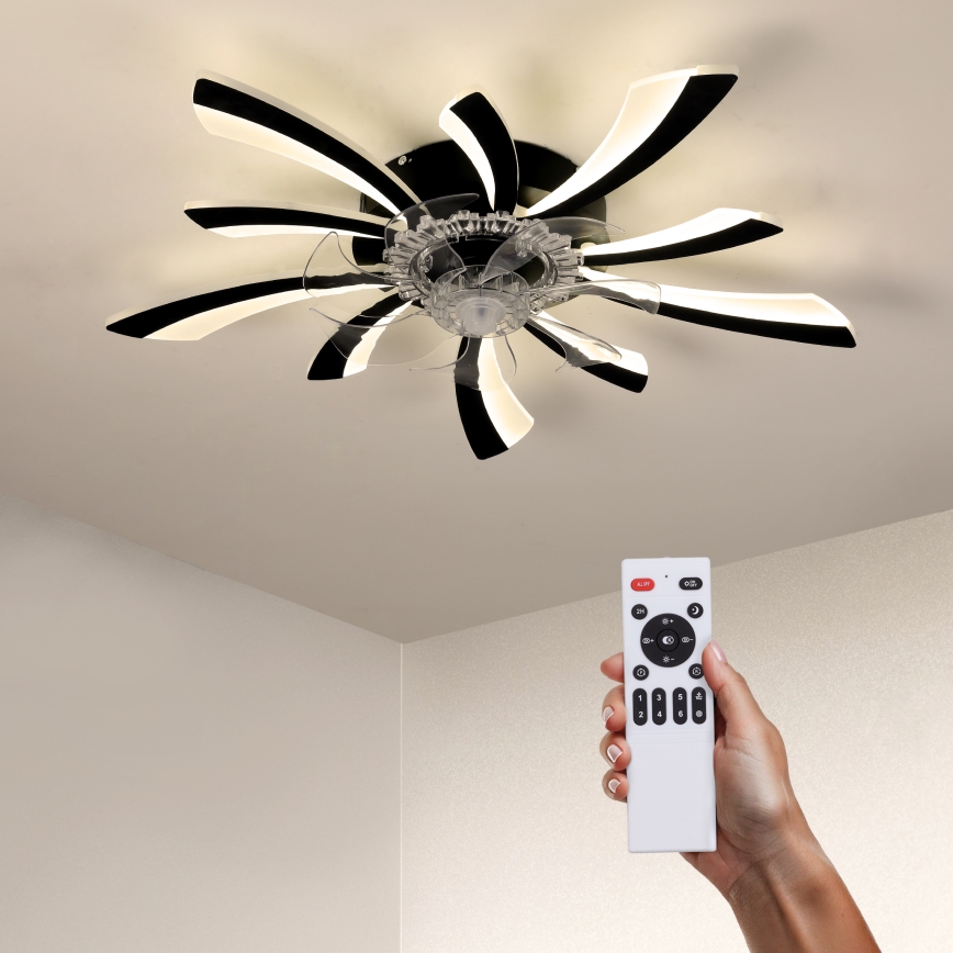 Brilagi - LED Stmievateľné stropné svietidlo s ventilátorom LED/50W/230V 3000-6500K čierna + diaľkové ovládanie
