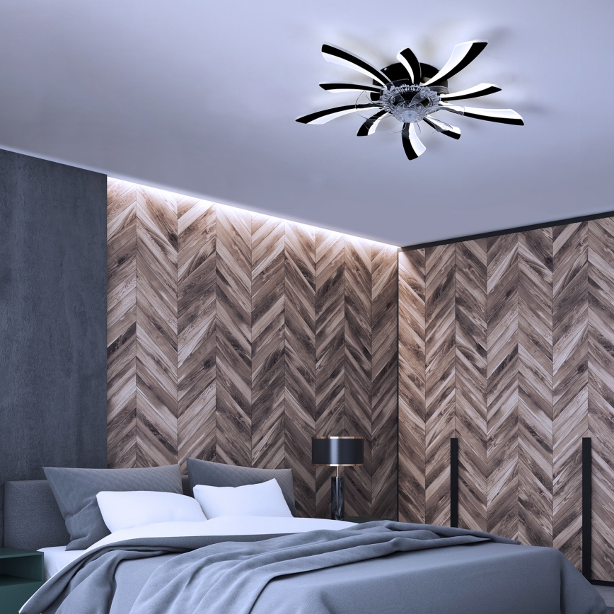 Brilagi - LED Stmievateľné stropné svietidlo s ventilátorom LED/50W/230V 3000-6500K čierna + diaľkové ovládanie