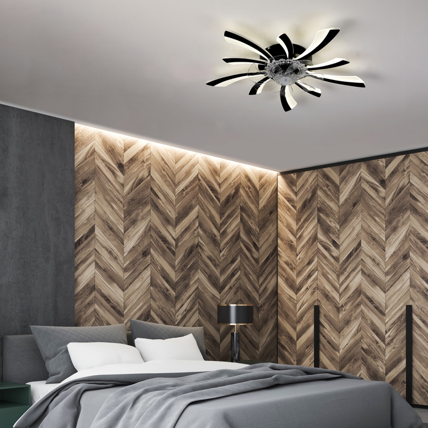 Brilagi - LED Stmievateľné stropné svietidlo s ventilátorom LED/50W/230V 3000-6500K čierna + diaľkové ovládanie