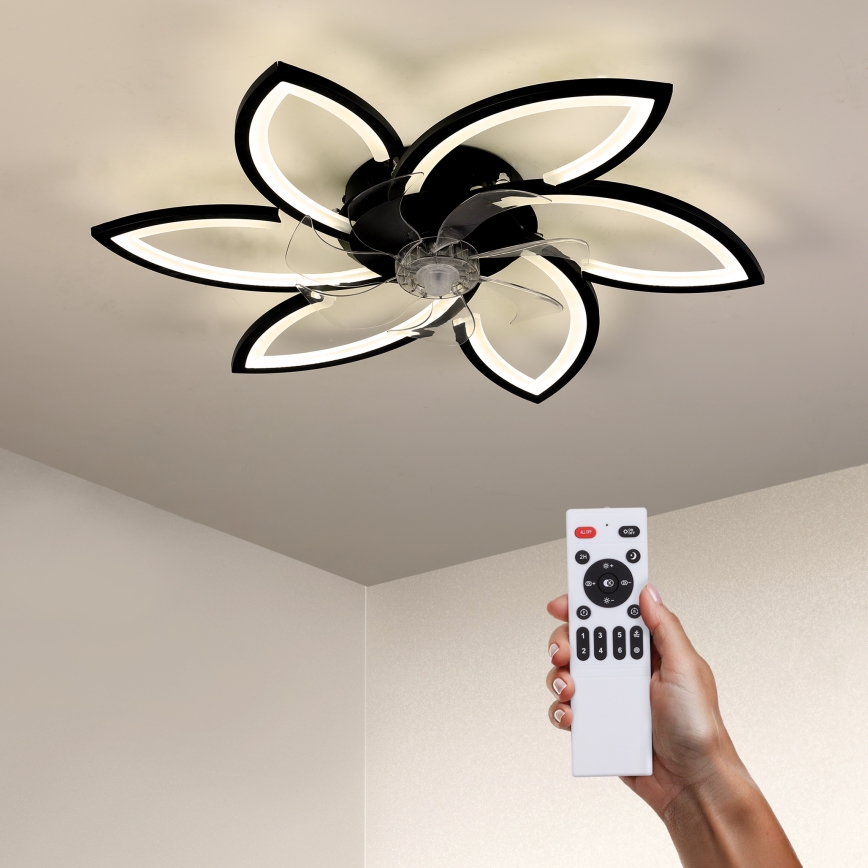Brilagi - LED Stmievateľné stropné svietidlo s ventilátorom LED/50W/230V 3000-6500K čierna + diaľkové ovládanie