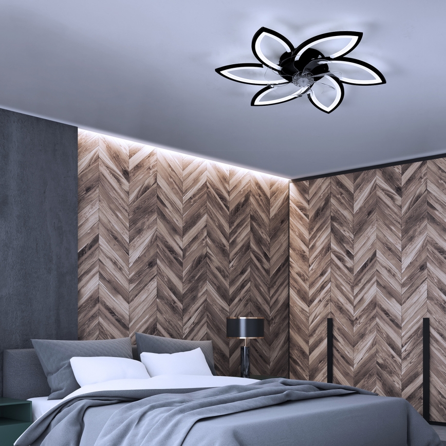 Brilagi - LED Stmievateľné stropné svietidlo s ventilátorom LED/50W/230V 3000-6500K čierna + diaľkové ovládanie