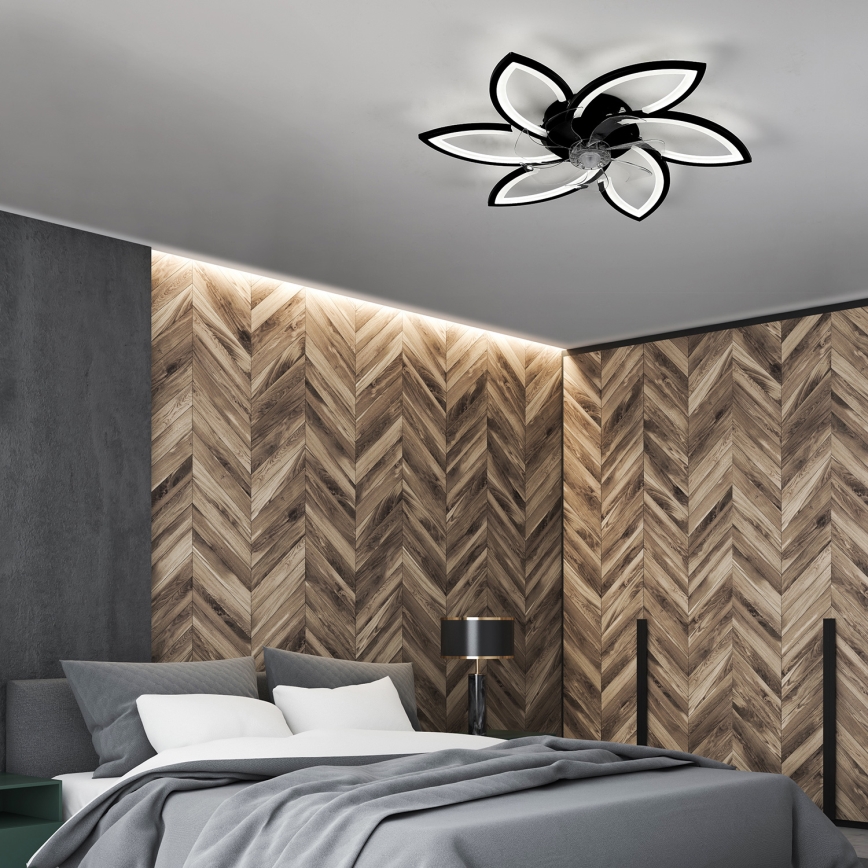 Brilagi - LED Stmievateľné stropné svietidlo s ventilátorom LED/50W/230V 3000-6500K čierna + diaľkové ovládanie