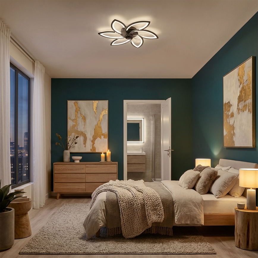 Brilagi - LED stmievateľné stropné svietidlo s ventilátorom LED/50W/230V 3000-6500K čierna + diaľkové ovládanie