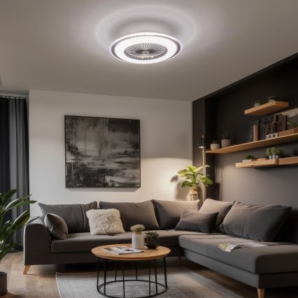 Brilagi - LED Stmievateľné svietidlo s ventilátorom RONDA LED/48W/230V 3000-6000K čierna + diaľkové ovládanie