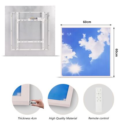 Brilagi - LED stmievateľné stropné svietidlo SLIMFRAME SKY LED/58W/230V 60x60 cm 3000-6000K strieborná/modrá + diaľkové ovládanie
