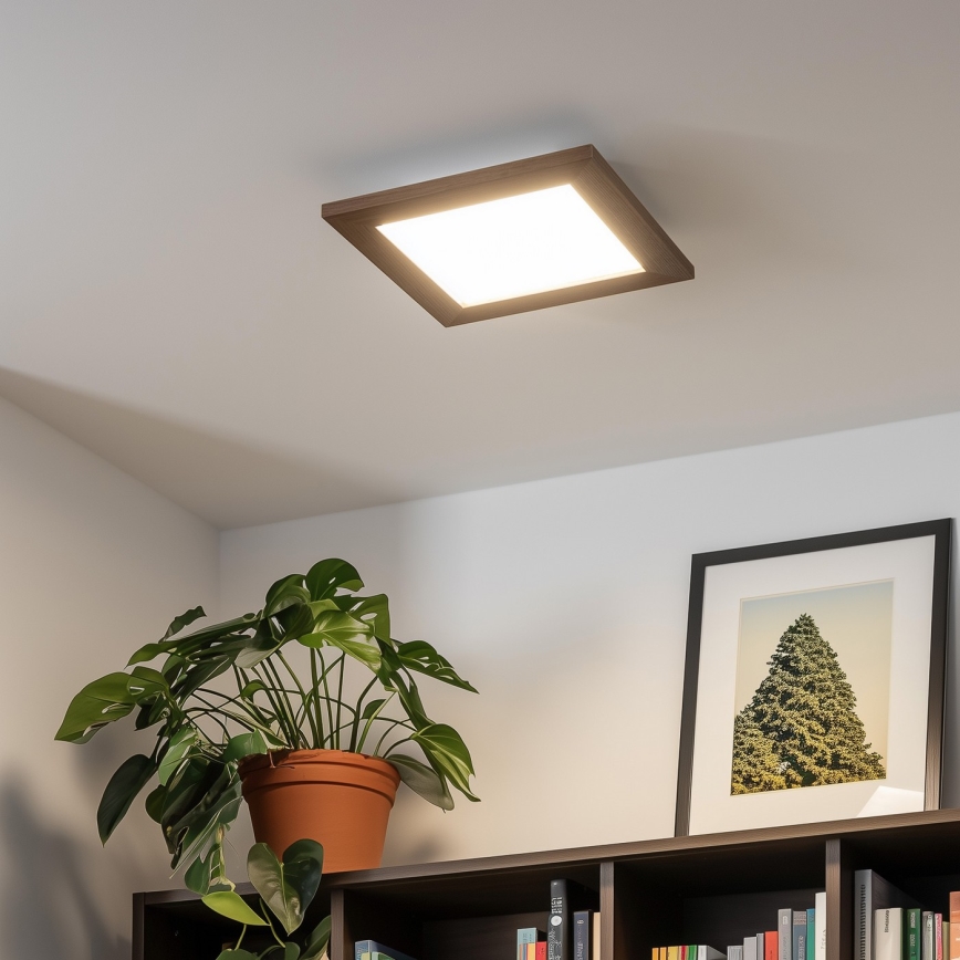 Brilagi - LED Stmievateľné stropné svietidlo SLIMFRAME WOOD LED/25W/230V 34x34 cm 3000-6000K tmavohnedá + diaľkové ovládanie