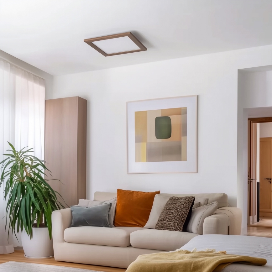 Brilagi - LED Stmievateľné stropné svietidlo SLIMFRAME WOOD LED/36W/230V 49,5x49,5 cm 3000-6000K tmavohnedá + diaľkové ovládanie