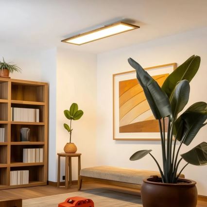 Brilagi - LED stmievateľné stropné svietidlo SLIMFRAME WOOD LED/58W/230V 124x33,7 cm 3000-6000K hnedé + diaľkové ovládanie