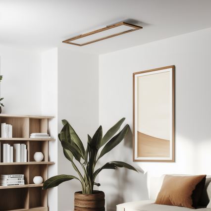Brilagi - LED stmievateľné stropné svietidlo SLIMFRAME WOOD LED/58W/230V 124x33,7 cm 3000-6000K hnedé + diaľkové ovládanie