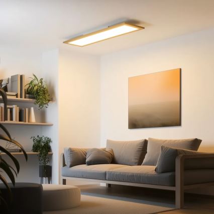 Brilagi - LED stmievateľné stropné svietidlo SLIMFRAME WOOD LED/58W/230V 124x34 cm 3000-6000K hnedé + diaľkové ovládanie