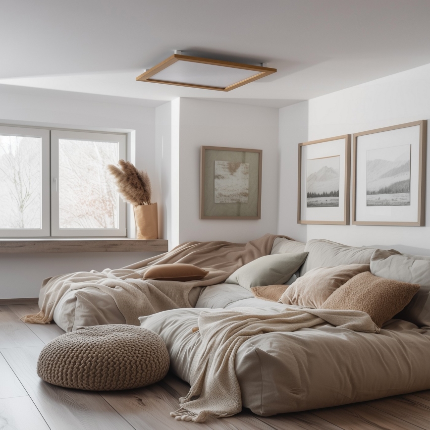 Brilagi - stmievateľné LED stropné svietidlo SLIMFRAME WOOD LED/58W/230V 64x64 cm 3000-6000K hnedé + diaľkové ovládanie