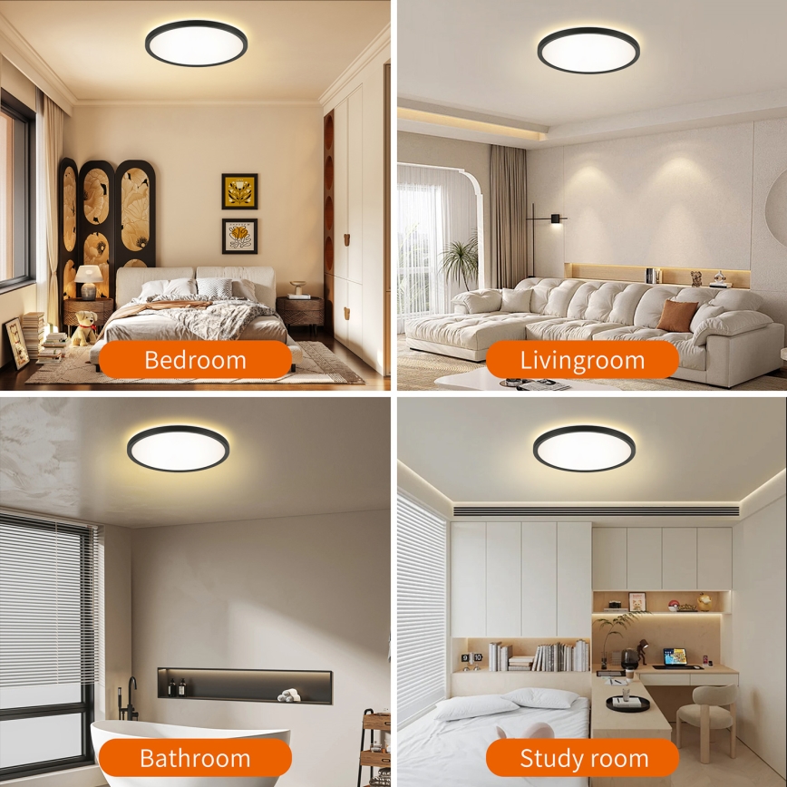 Brilagi - LED stmievateľné svietidlo so senzorom pohybu a súmraku ULTRA SLIM LED/24W/230V pr. 42 cm + diaľkové ovládanie