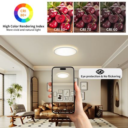 Brilagi - LED stmievateľné svietidlo so senzorom pohybu a súmraku ULTRA SLIM LED/24W/230V pr. 42 cm + diaľkové ovládanie