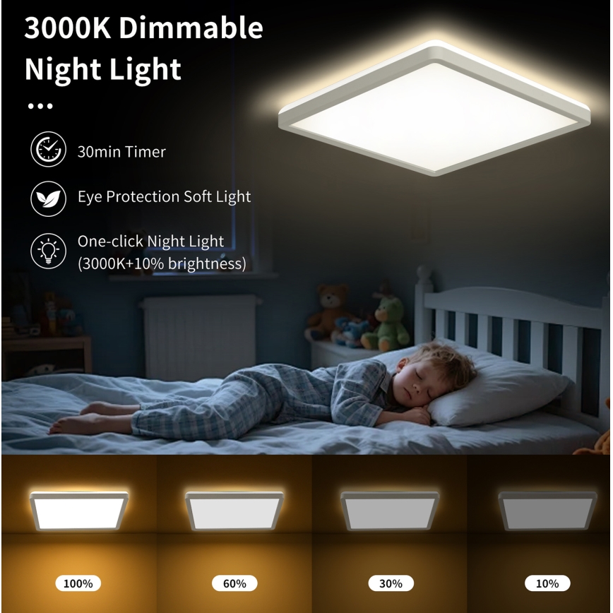 Brilagi - LED Stmievaťelné stropné svietidlo ULTRA SLIM LED/18W/230V 2700-6500K 30x30 cm biela + diaľkové ovládanie
