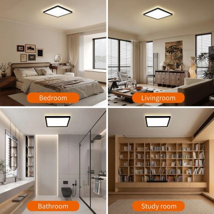 Brilagi - LED Stmievaťelné stropné svietidlo ULTRA SLIM LED/18W/230V 2700-6500K 30x30 cm čierna + diaľkové ovládanie