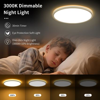 Brilagi - LED stmievateľné stropné svietidlo ULTRA SLIM LED/18W/230V 2700-6500K pr. 30 cm biela + diaľkové ovládanie