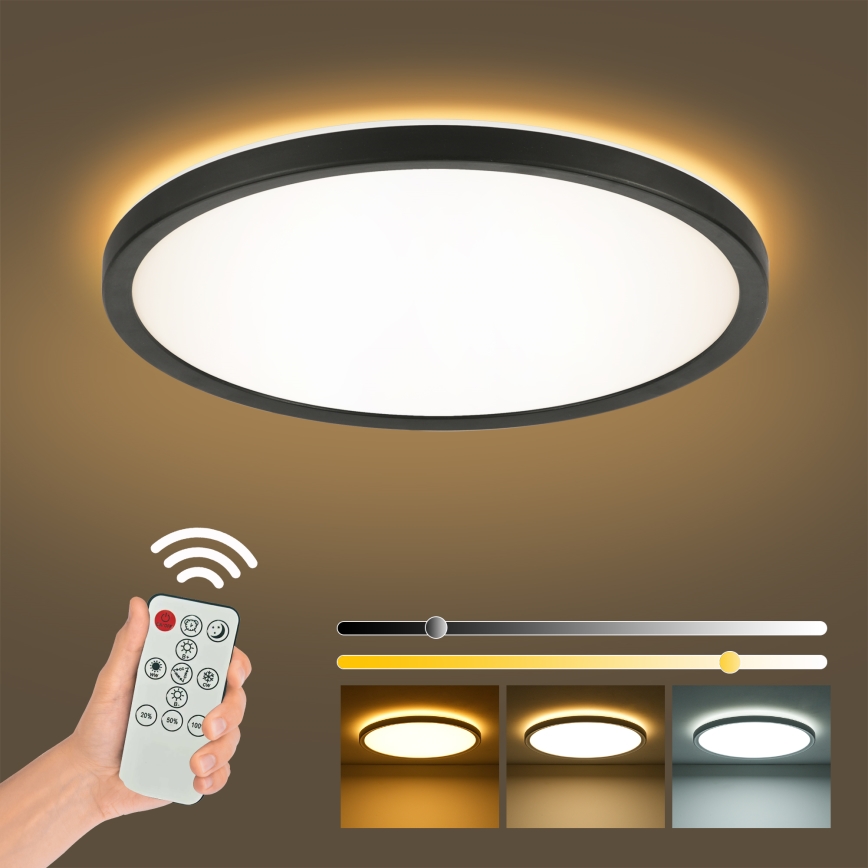 Brilagi - LED Stmievateľné stropné svietidlo ULTRA SLIM LED/18W/230V 2700-6500K pr. 30 cm čierna + diaľkové ovládanie