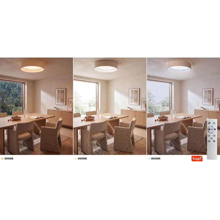 Brilagi - LED stmievateľné stropné svietidlo VELVET SMARTIX STARS LED/24W/230V 3000-6000K Ø 45 cm krémová Wi-Fi Tuya Beacon + diaľkové ovládanie