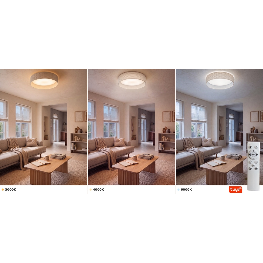 Brilagi - LED stmievané stropné svietidlo VELVET SMARTIX STARS LED/24W/230V 3000-6000K priemer 45 cm krémové Wi-Fi Tuya Beacon + diaľkové ovládanie