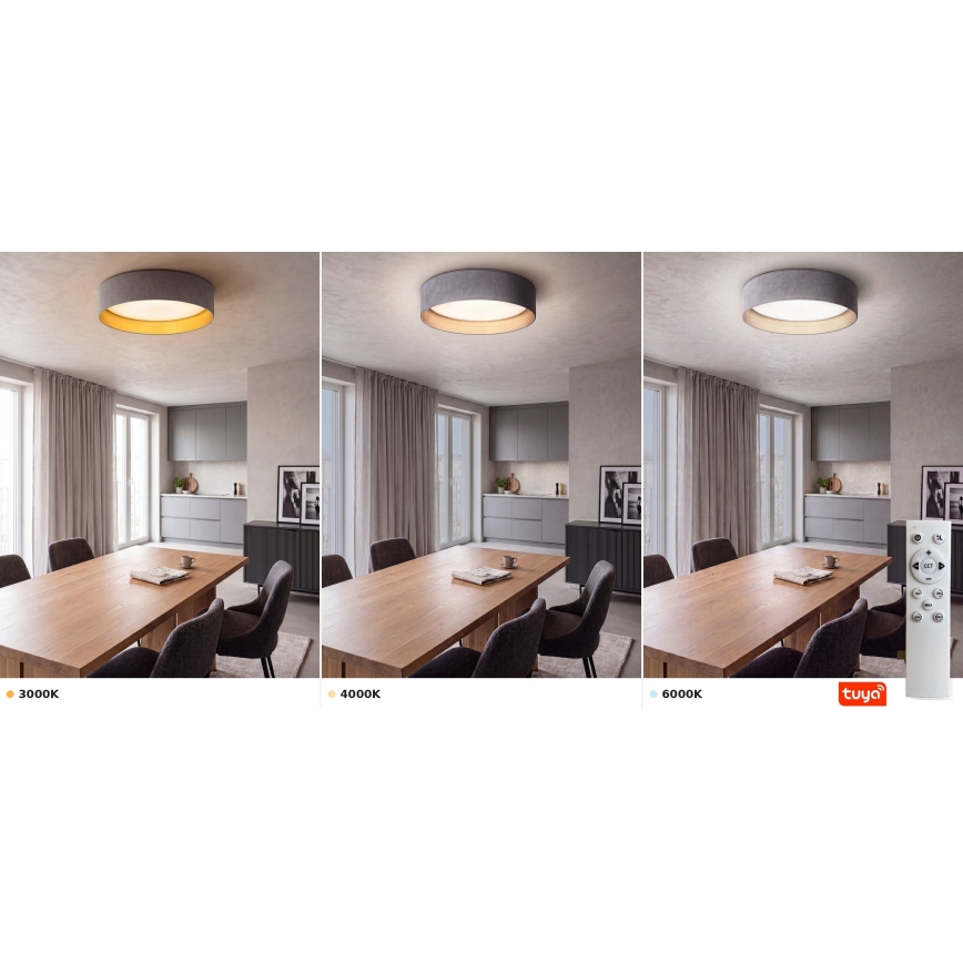 Brilagi - LED stmievateľné stropné svietidlo VELVET SMARTIX LED/24W/230V 3000-6000K pr. 45 cm šedá/zlatá Wi-Fi Tuya Beacon + diaľkové ovládanie