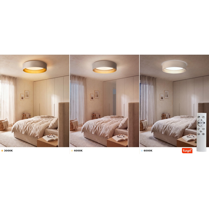 Brilagi - Stmievateľné LED stropné svietidlo VELVET SMARTIX LED/24W/230V 3000-6000K pr. 45 cm krémová/zlatá Wi-Fi Tuya Beacon + diaľkové ovládanie