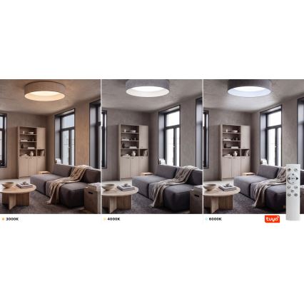 BRILAGI - LED stmievateľné stropné svietidlo VELVET SMARTIX LED/24W/230V 3000-6000K priemer 45 cm sivé Wi-Fi Tuya Beacon + diaľkový ovládač