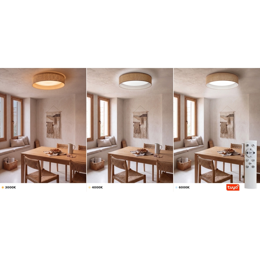 Brilagi - LED stmievateľné stropné svietidlo VELVET SMARTIX LED/36W/230V 3000-6000K pr. 55 cm béžová Wi-Fi Tuya Beacon + diaľkové ovládanie