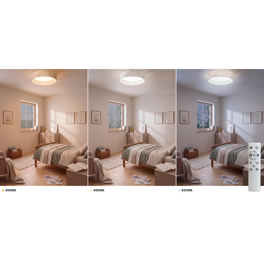 BRILAGI - LED stmievateľné stropné svietidlo VELVET SMART VARI LED/24W/230V 3000-6500K pr. 45 cm biela/kvetinový vzor + diaľkové ovládanie