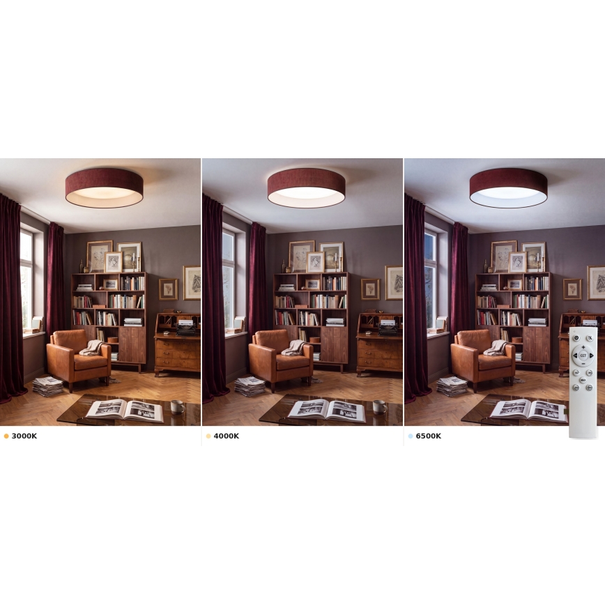 Brilagi - LED stmievateľné stropné svietidlo VELVET SMART VARI LED/24W/230V 3000-6500K pr. 45 cm vínová + diaľkové ovládanie