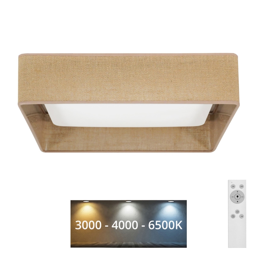 Brilagi - LED stmievateľné stropné svietidlo VELVET SQUARE LED/24W/230V 43x43 cm 3000/4000/6500K + diaľkové ovládanie hnedá