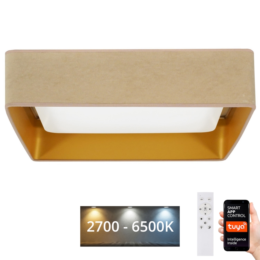 Brilagi - LED Stmievateľné stropné svietidlo VELVET SQUARE SMART LED/36W/230V 2700-6500K Wi-Fi Tuya + diaľkové ovládanie béžová